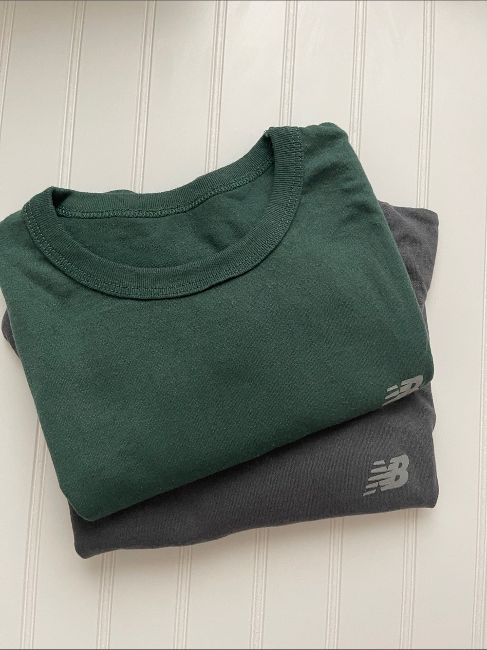 2 New Balance Charcoal Gray and Green Short-Sleeve Crew Tee